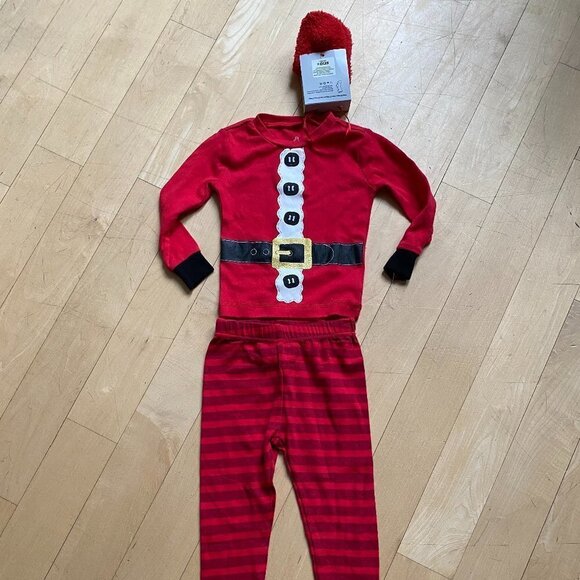 PL Sleep By Petit Lem 3-Piece Pajama & Socks Unisex Size 12M BNWOT Holiday - Picture 1 of 6